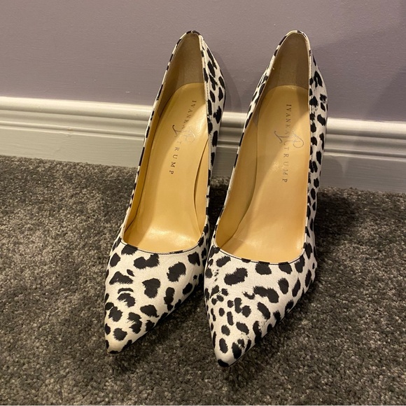 Ivanka Trump Black and White Dalmation Print Heels - Picture 2 of 5